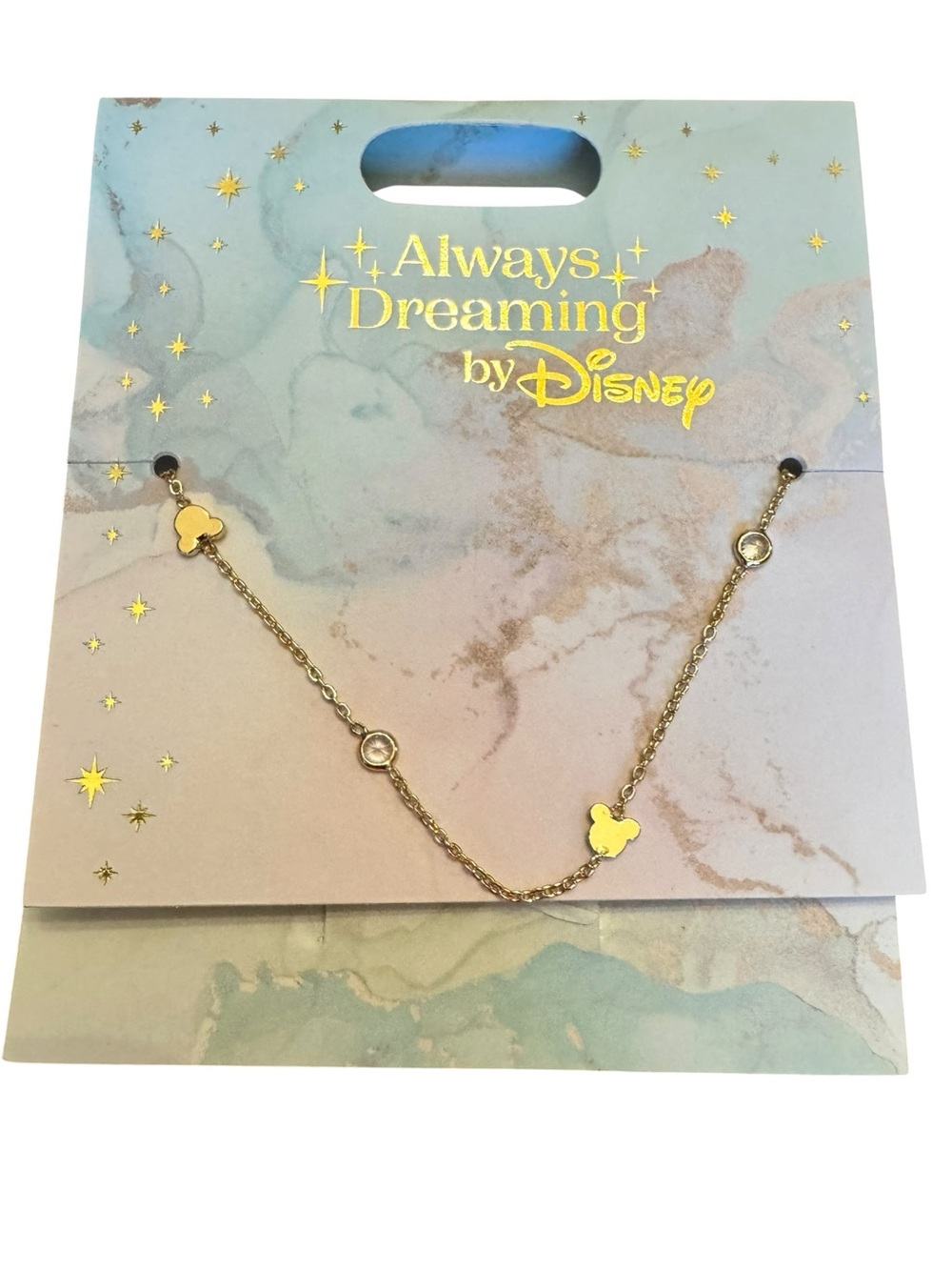Always Dreaming by Disney-Gold Mickey Head Bracelet with Crystal Accent